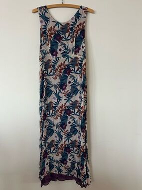Vintage Sag Harbor Floral Maxi Skirt in Teal, Burgundy & Purple